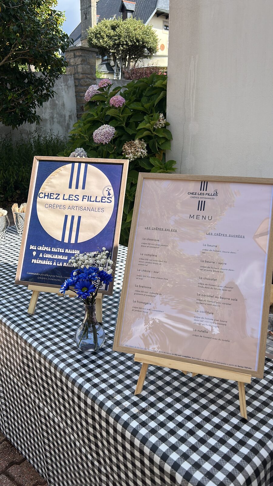 Carte du menu Chez les filles pour événements